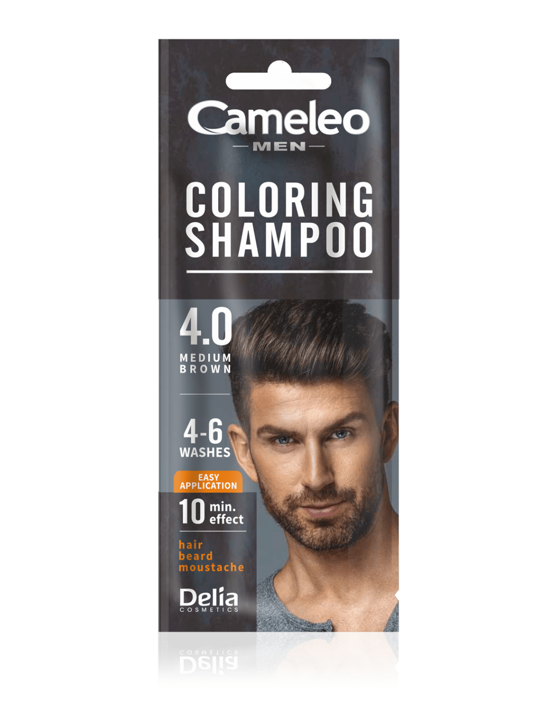 CAMELEO شامبو تلوين الشعر للرجال 4.0 بني متوسط تأثير خلال 10 دقائق 15 مل - Delia Cosmetics
