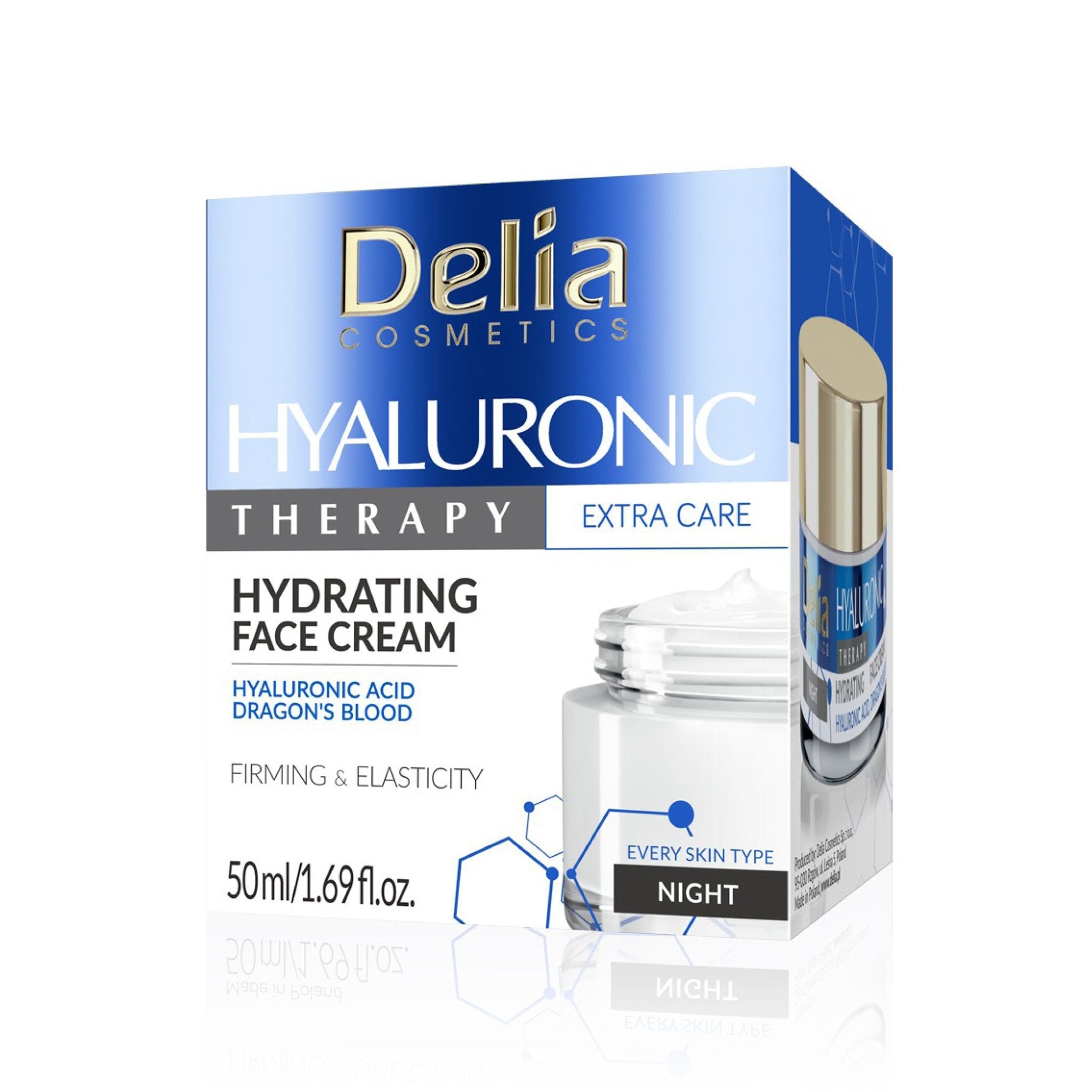 كريم مرطب للوجه بالهيالورونيك 50 مل Hyaluronic Therapy - Delia Cosmetics