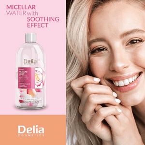 ماء ميسيلار المهدئ للوجه والشفاه والعيون وبتلات الورد وعصير أوراق الصبار 500 مل - Delia Cosmetics