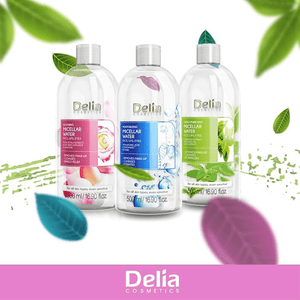 ماء ميسيلار منقي للوجه والشفاه والعيون مستخلص الشاي الأخضر وزيت الأفوكادو 500 مل - Delia Cosmetics