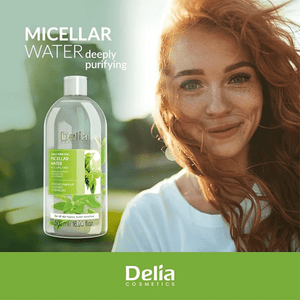 ماء ميسيلار منقي للوجه والشفاه والعيون مستخلص الشاي الأخضر وزيت الأفوكادو 500 مل - Delia Cosmetics
