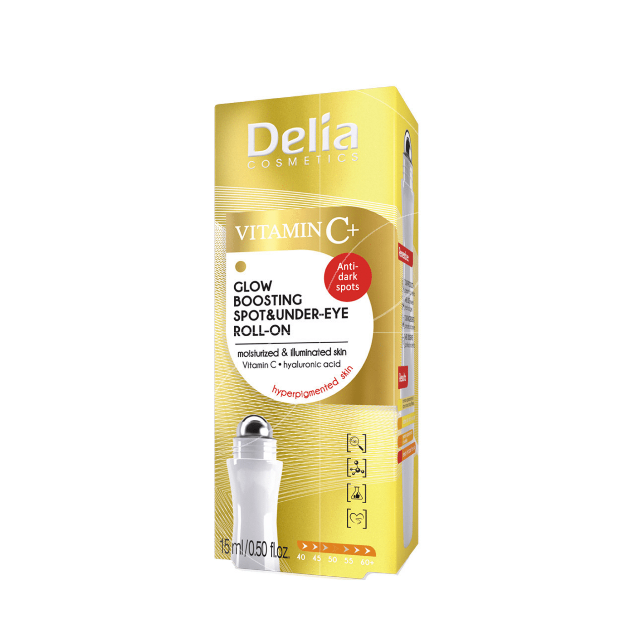 رول لتحت العينين بفيتامين سي+ 15 مل - Delia Cosmetics