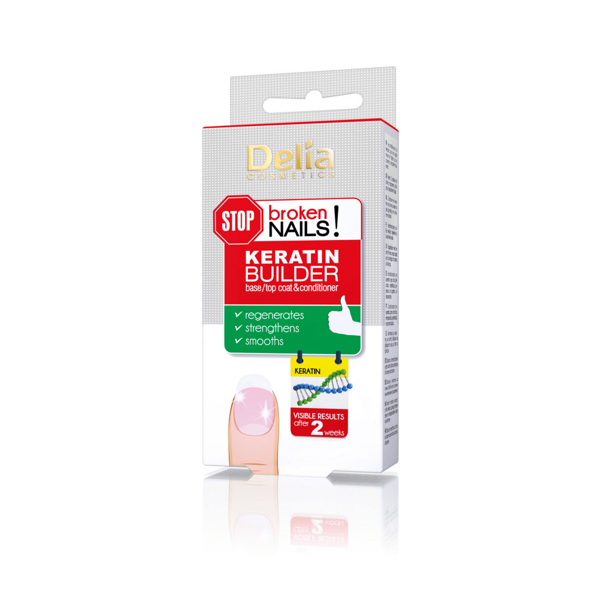 بلسم وKeratin Builder Base & Top Coat للاظافر بالكراتين لتقوية و تنعيم الاظافر 11 مل - Delia Cosmetics