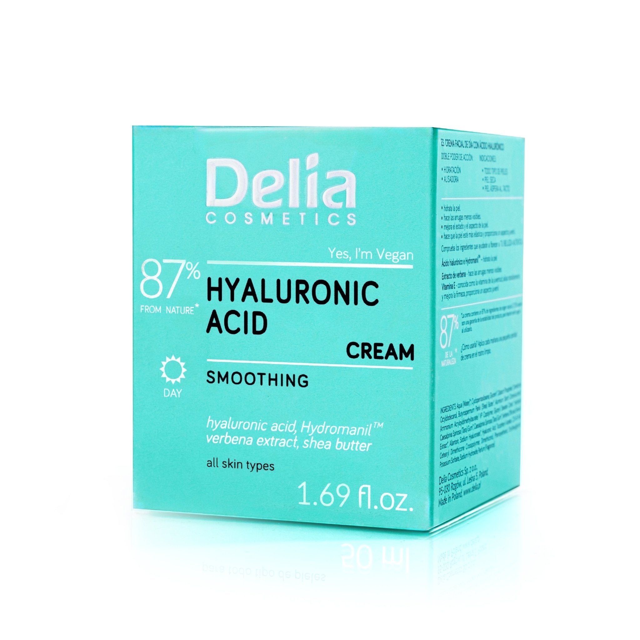 كريم تنعيم الوجه بحمض الهيالورونيك 87% 50 مل - Delia Cosmetics